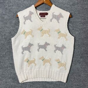 Vintage Jeffrey banks dog schnauzer hand knit grandma vest size medium